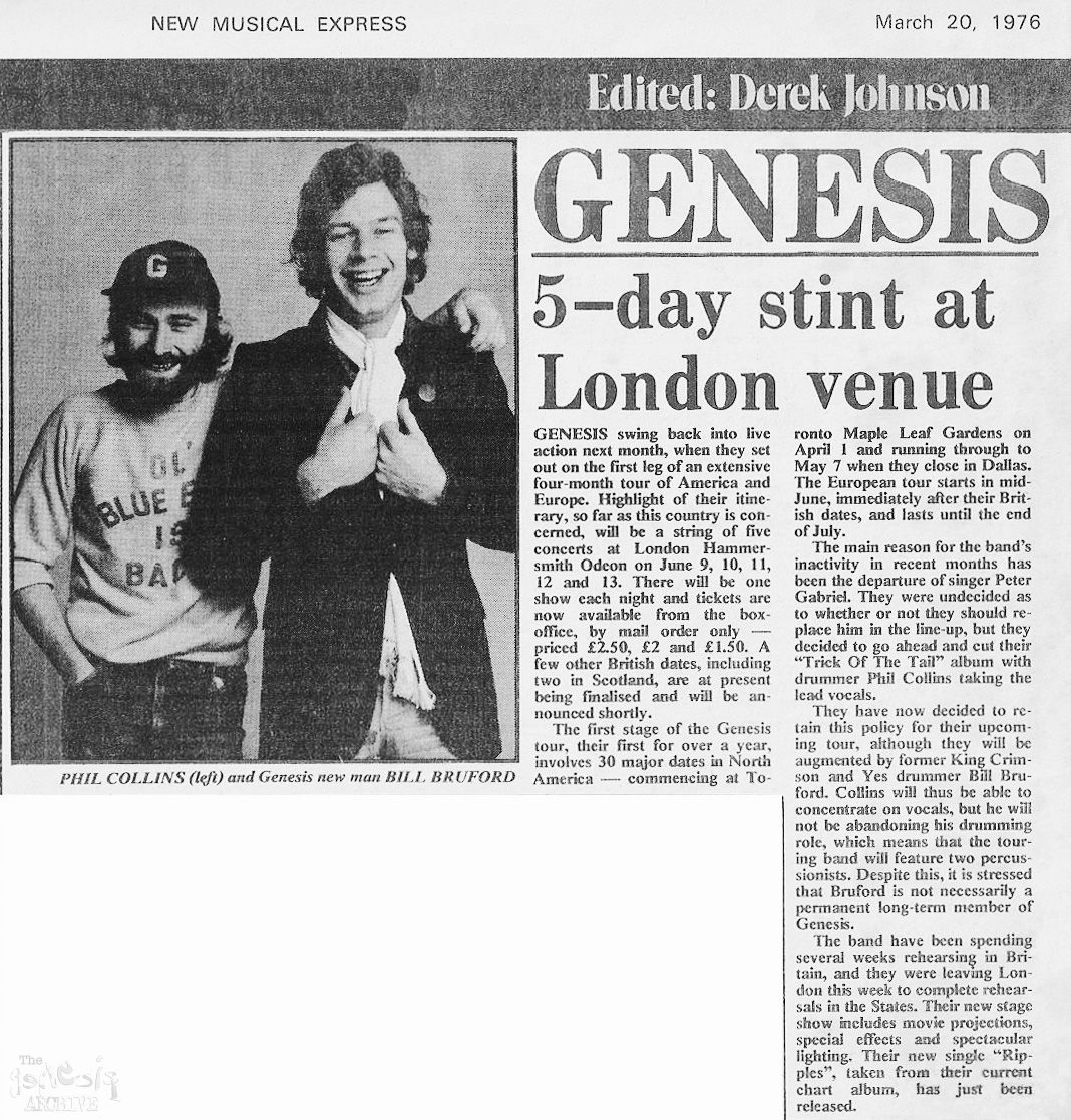 genesis tour dates 1976