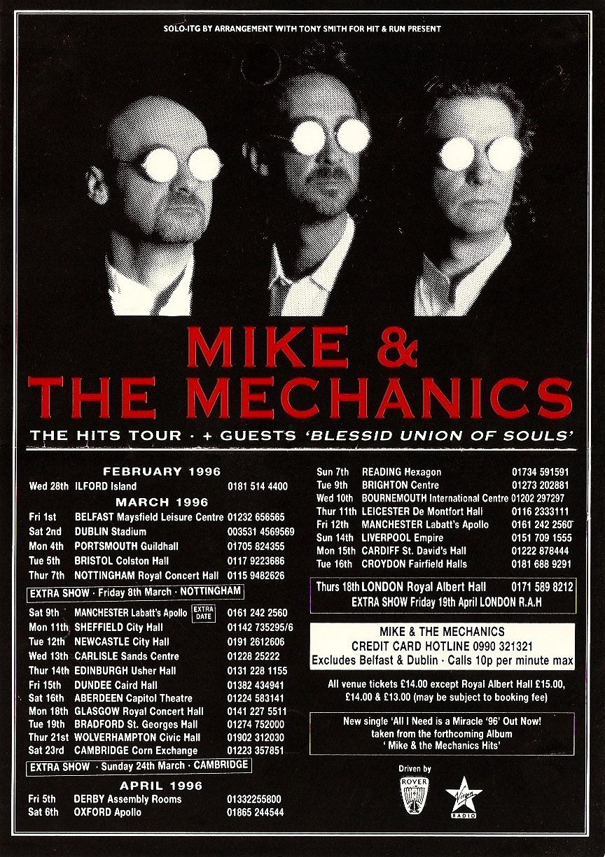 Mike and The Mechanics HITS tour flyer UK The Genesis Archive
