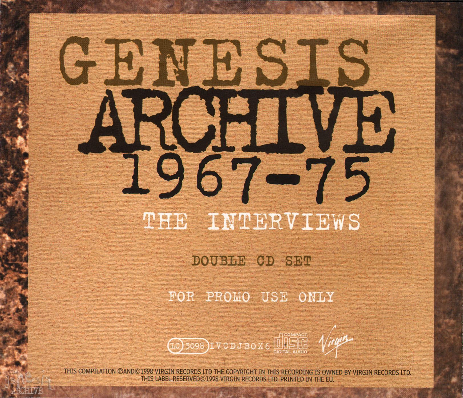 Genesis Archive One 1967 to 1975 Interview Double CD.