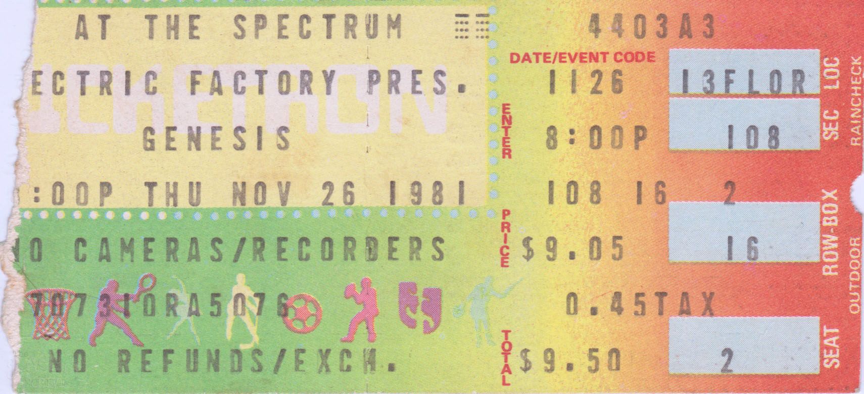 Tickets The Spectrum Philadelphia 26th November The Genesis Archive