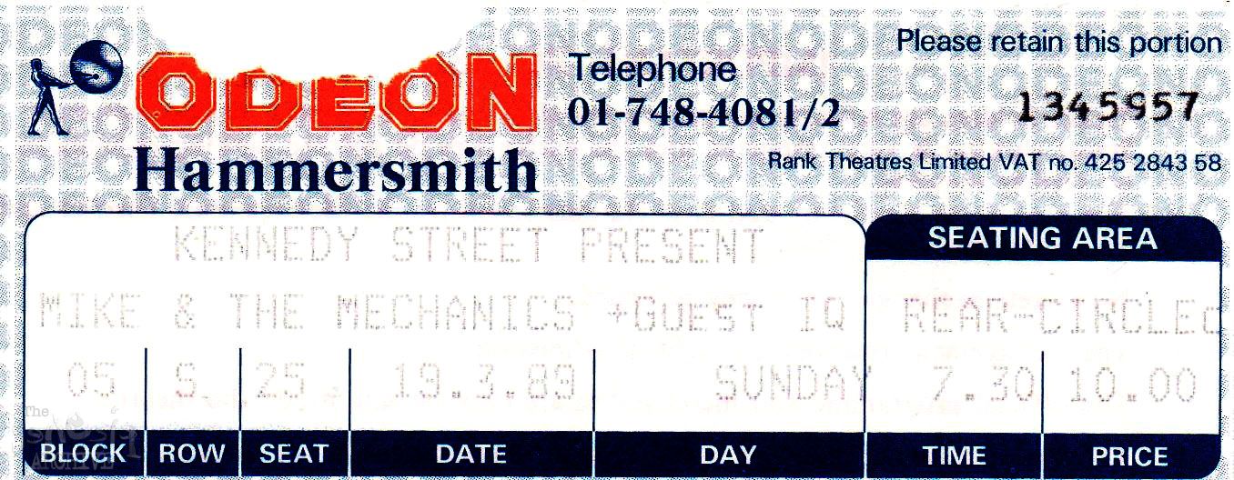 Ticket MM The Hammersmith Odeon 19th March The Genesis Archive