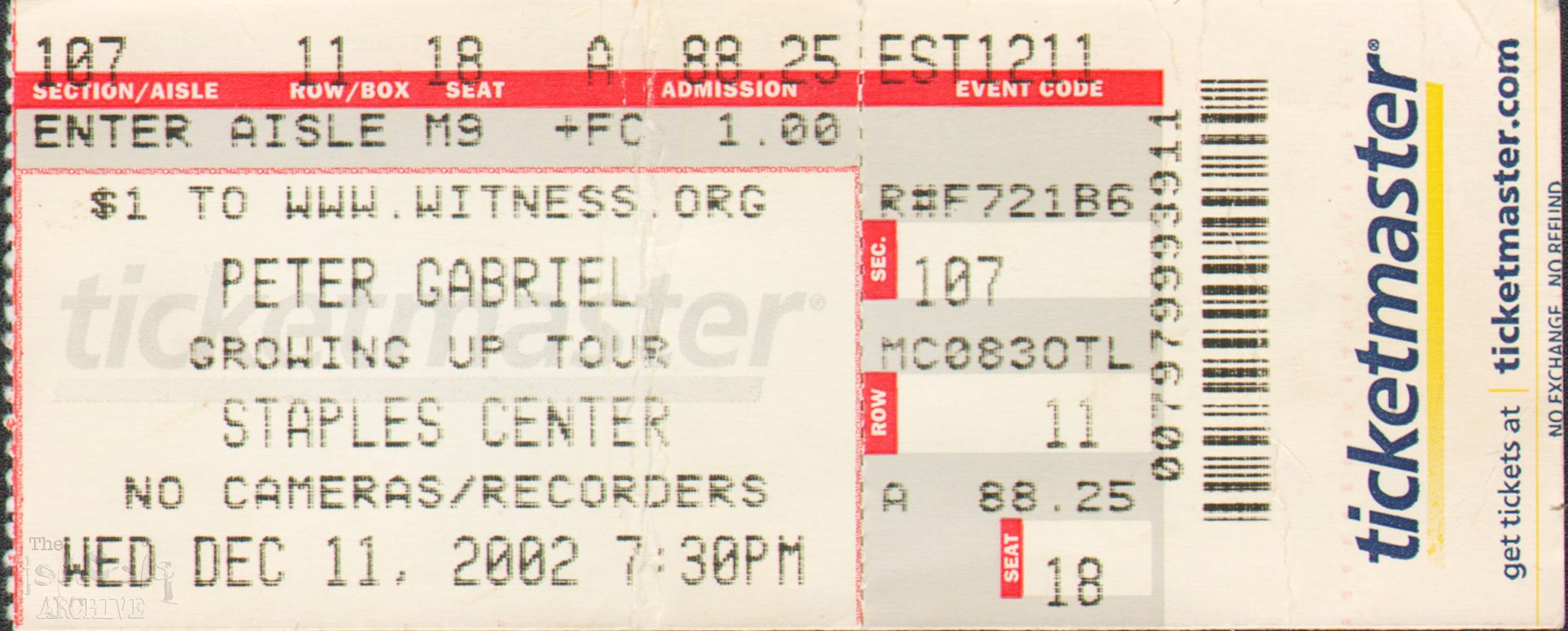 Ticket PG The Staples Center Los Angeles California 11th