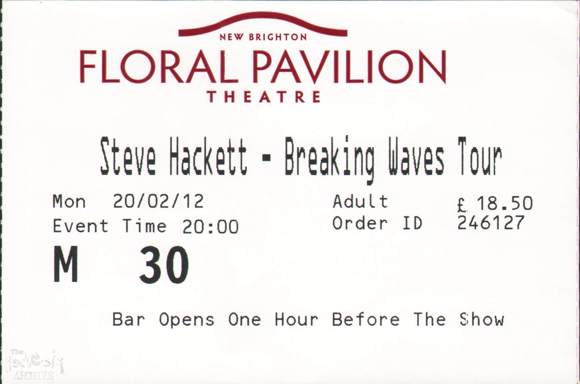 Ticket SH Floral Pavilion New Brighton The Genesis Archive