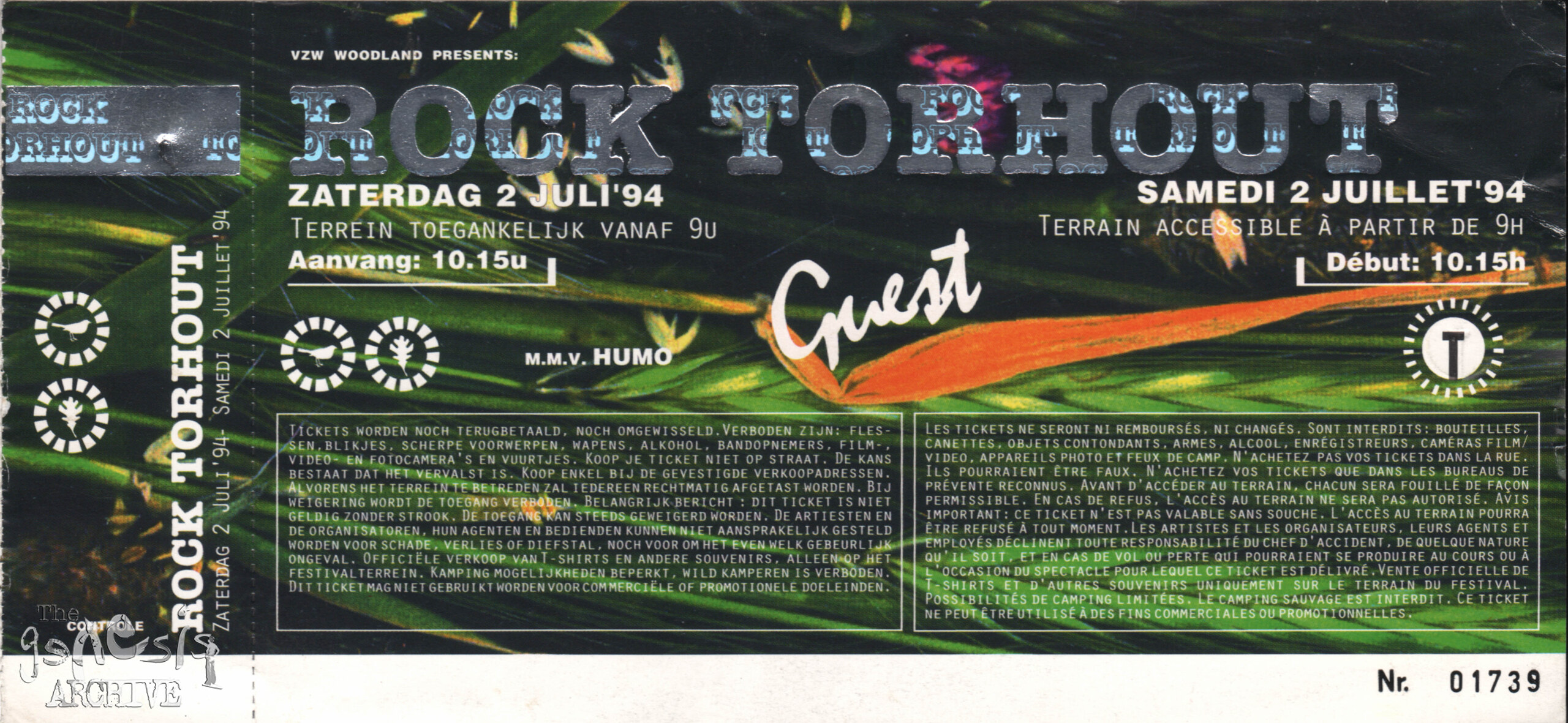 Ticket Pg Torhout Werchter 2nd July The Genesis Archive