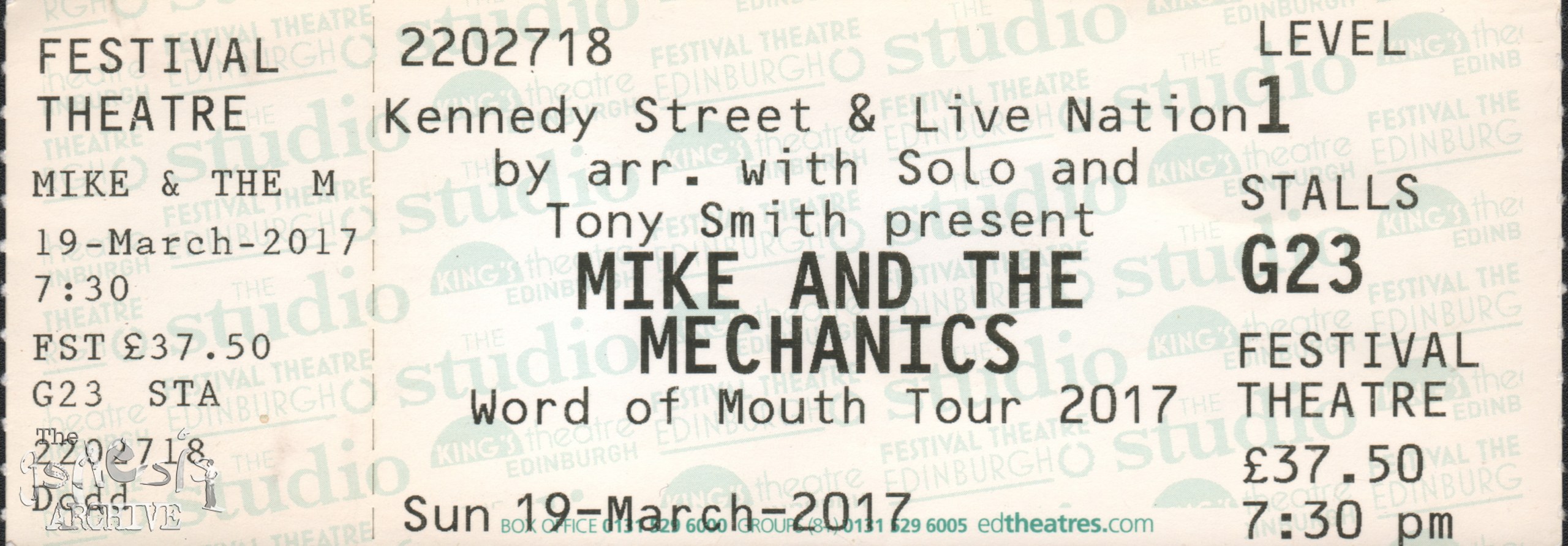 Ticket MM The Festival Theatre Edinburgh 19th March The 