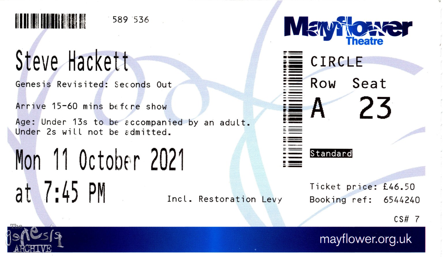 Ticket – SH – The Mayflower Theatre – Southampton – 11th October – The ...