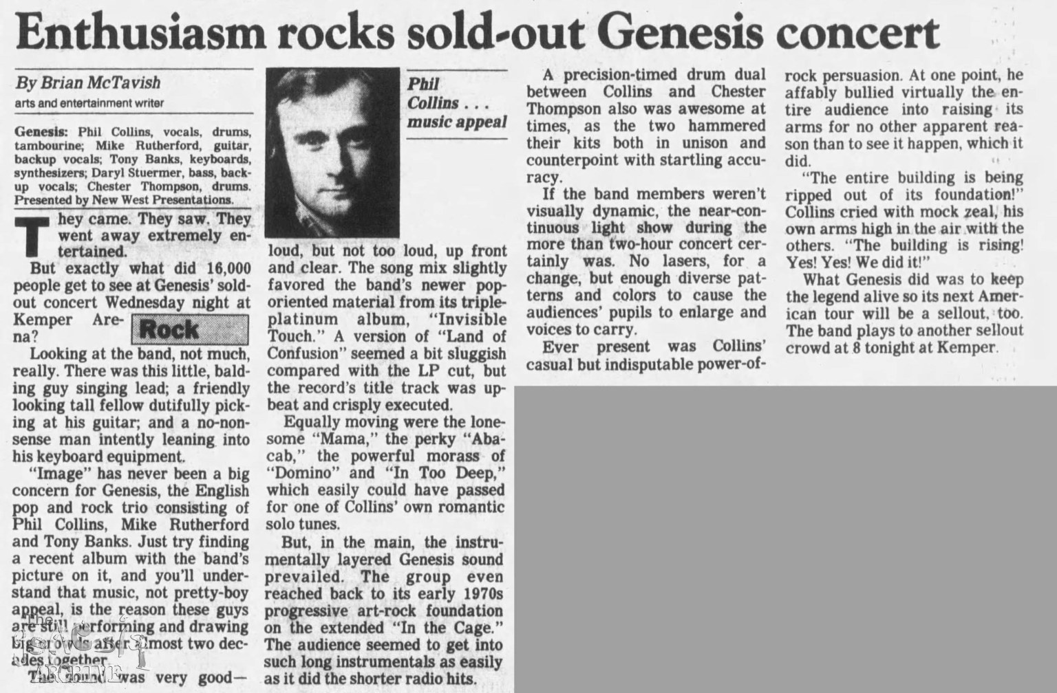 Concert review Genesis The Kansas City Star Kansas City 22nd