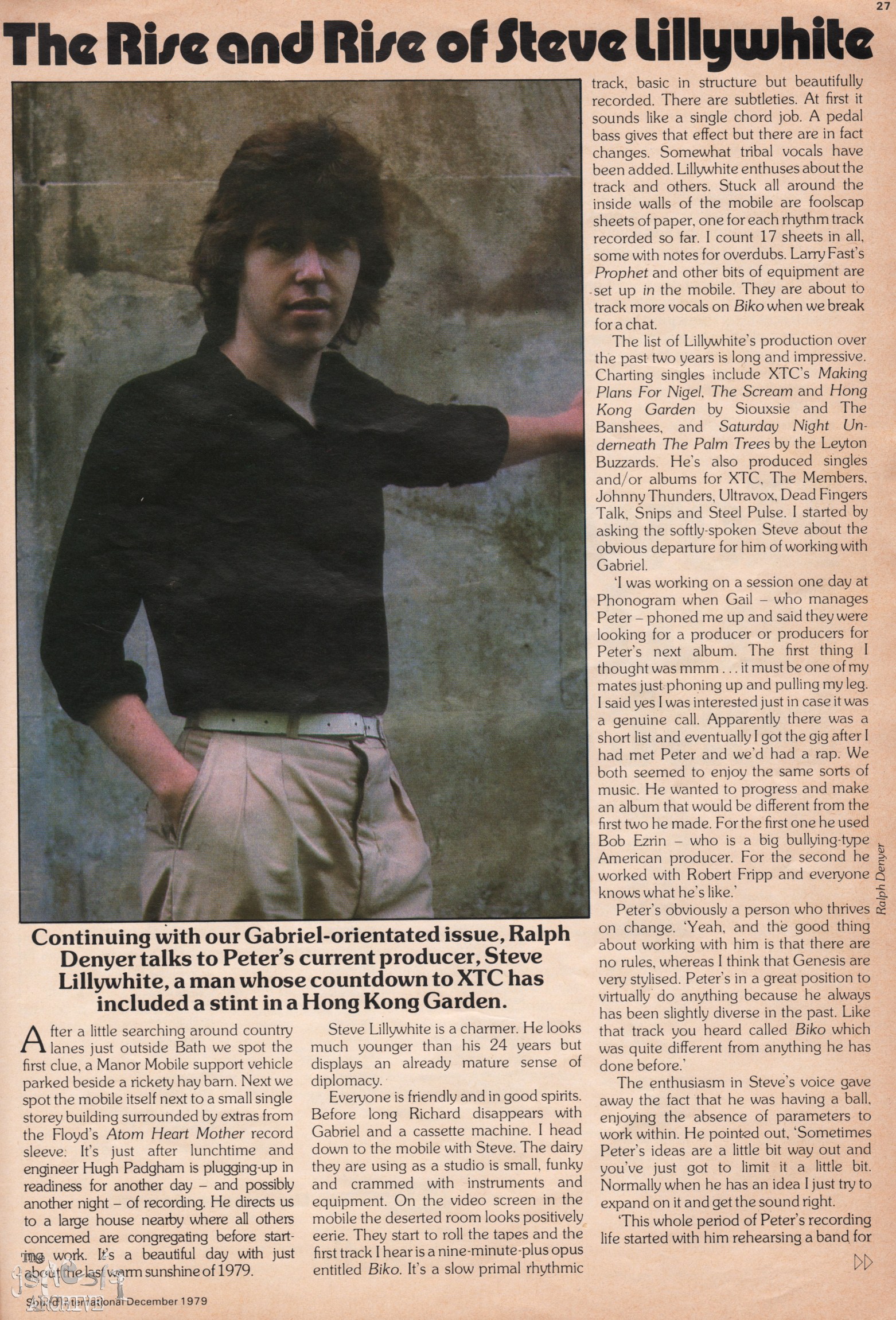 Interview – PG – Steve Lillywhite – Sounds International – December