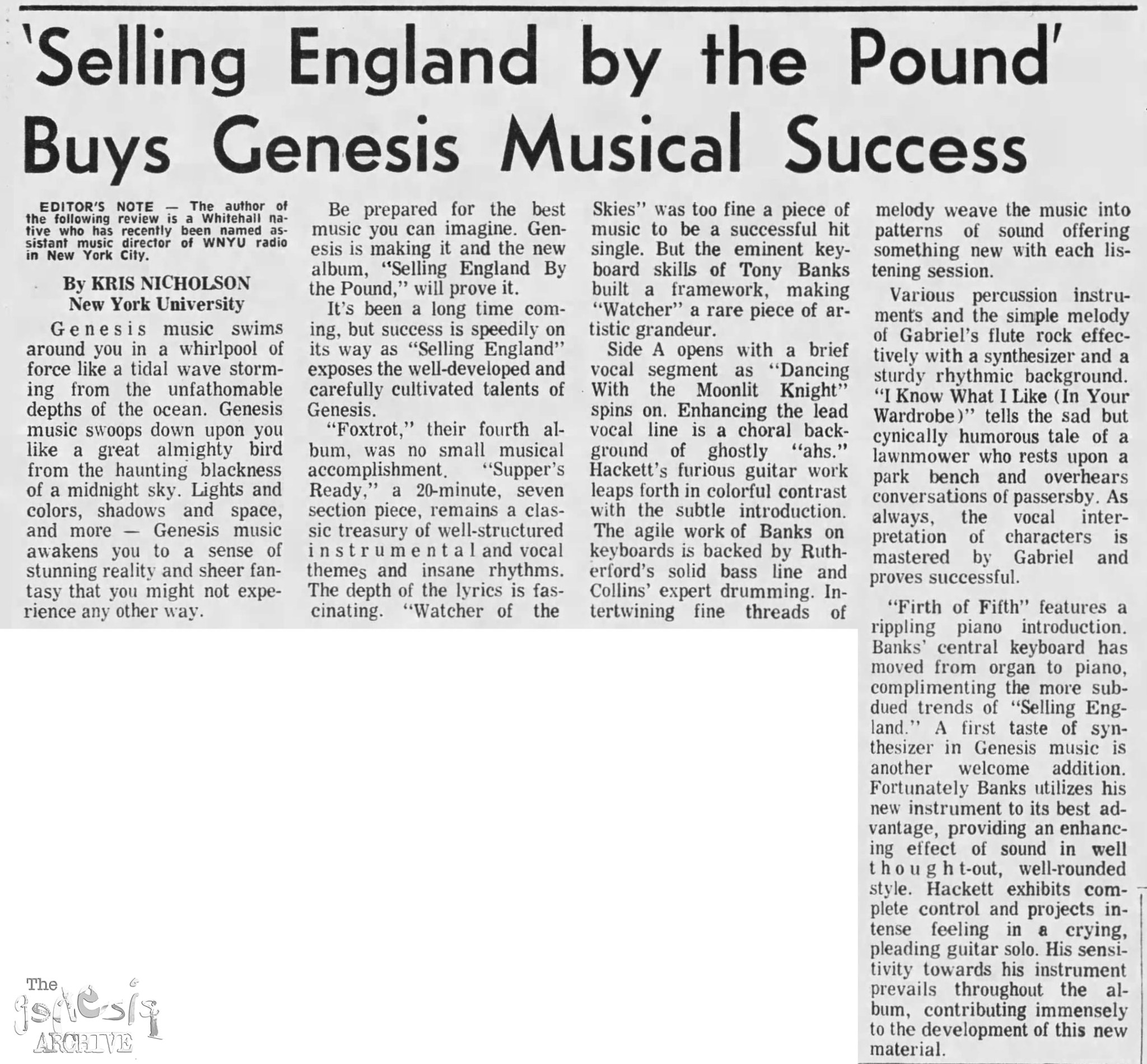 genesis selling england by the pound