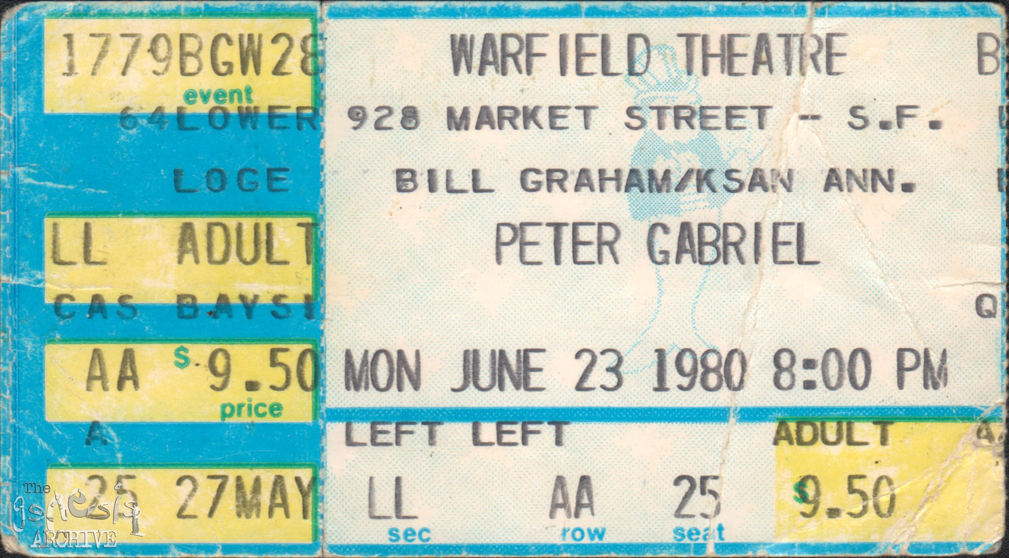 Ticket – PG – The Warfield Theatre – San Francisco – 23rd June – The ...